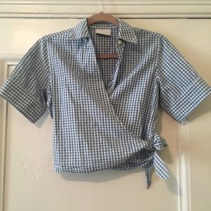 🌼VINTAGE 50’S STYLE GINGHAM WRAP CROP TOP🌼
